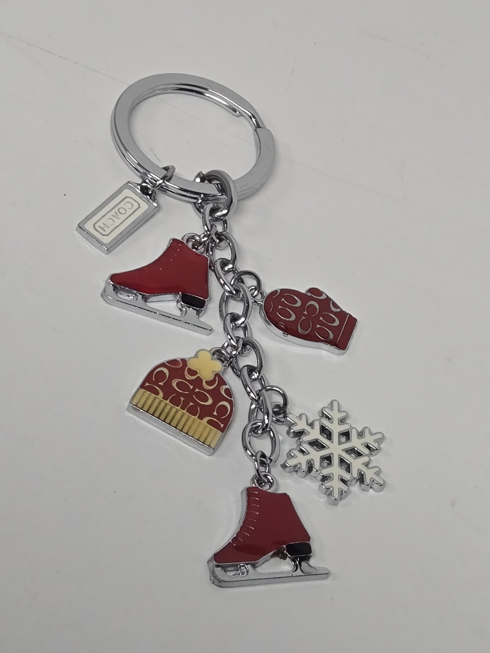 Vntg RARE Coach Red Winter Ice Skate Mix Charm Keychain EUC 4.5"